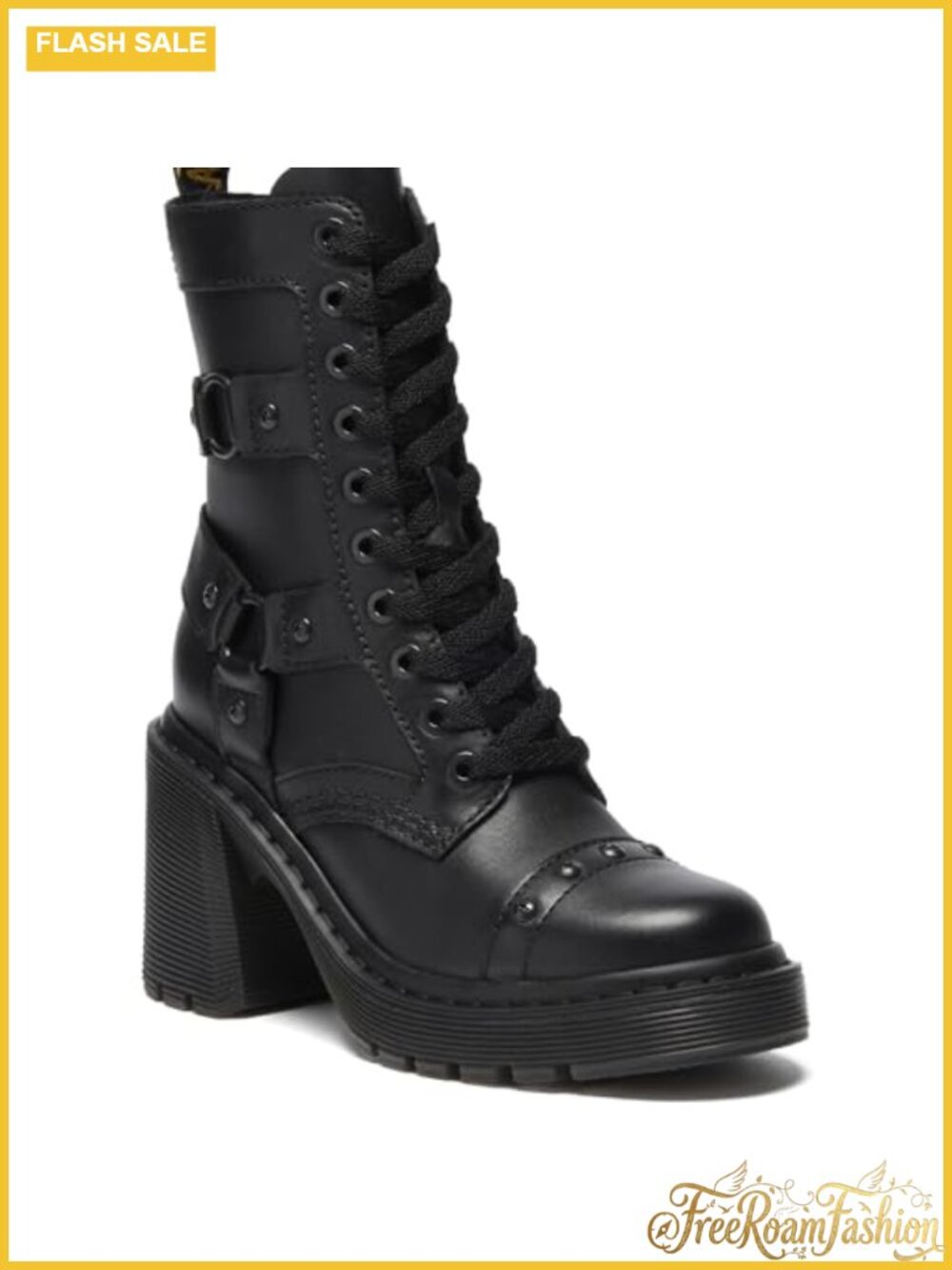 Dr. Martens Chesney Harness Leather Combat Ankle Boots
